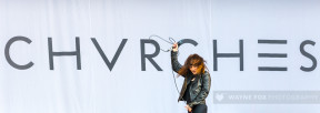 CHVRCHES play at The V Festival in Shropshire, 23 August 2015.