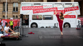 Laura Vanhulle and Mendi Singh perform at #BIDF2018, Victoria Square, Birmingham, UK, 7 June 2018.